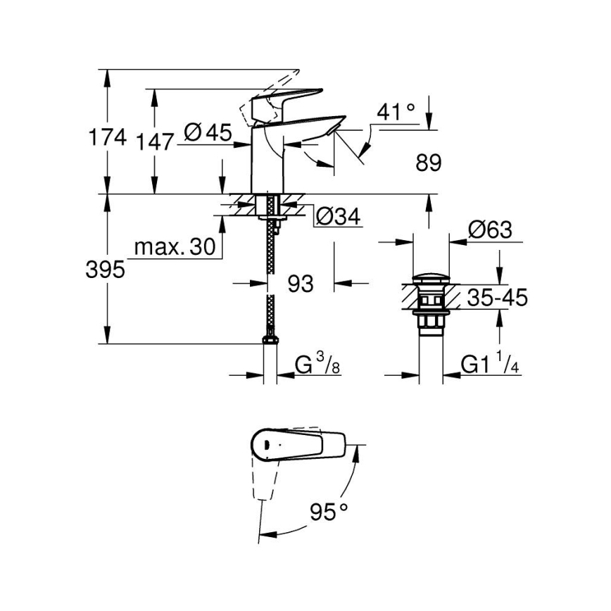 GROHE 23900001 - START EDGE mosdócsaptelep, S méret, fényes króm
