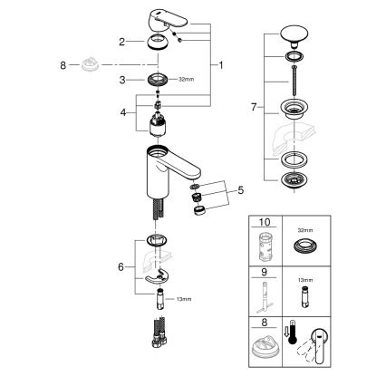 GROHE 23926000 - Mosdócsaptelep DN 15, M méret, fényes króm