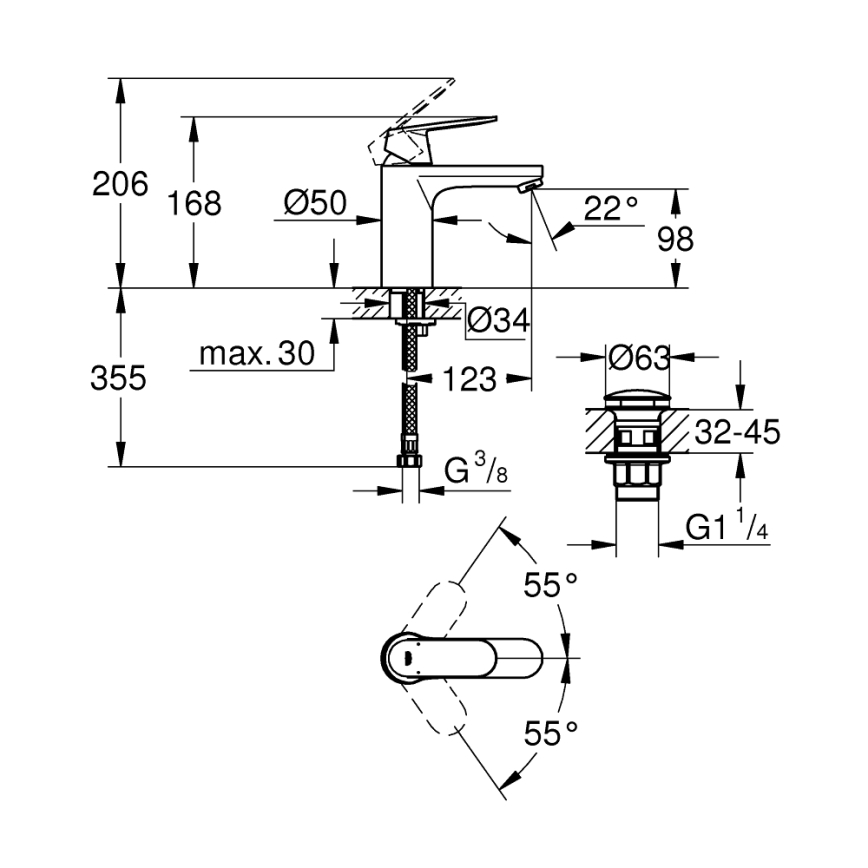GROHE 23926000 - Mosdócsaptelep DN 15, M méret, fényes króm