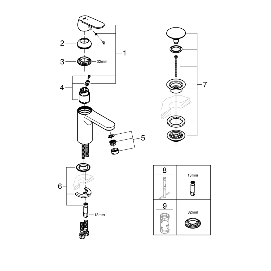 GROHE 23928000 - Mosdócsaptelep DN 15, M méret, fényes króm