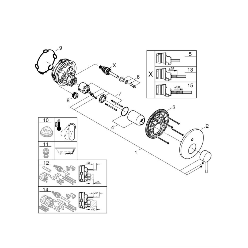 GROHE 24058DC1 - ESSENCE falba süllyesztett zuhanycsaptelep, rozsdamentes acél