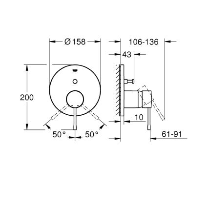 GROHE 24058DC1 - ESSENCE falba süllyesztett zuhanycsaptelep, rozsdamentes acél