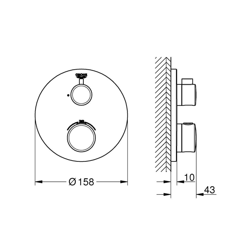 GROHE 24075000 - GROHTHERM termosztátos zuhanycsaptelep, fényes króm