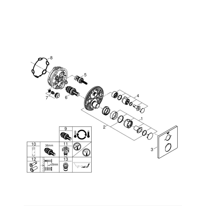 GROHE 24080000 - GROHTHERM termosztátos kádcsaptelep, fényes króm