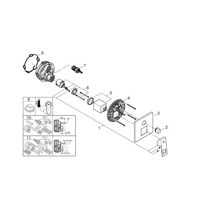 GROHE 24094000 - EUROCUBE csaptelep 3-utas váltóval, fényes króm