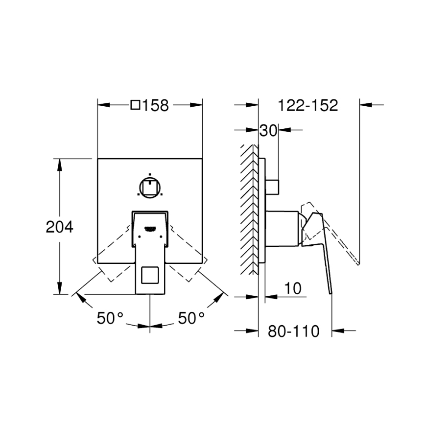 GROHE 24094000 - EUROCUBE csaptelep 3-utas váltóval, fényes króm