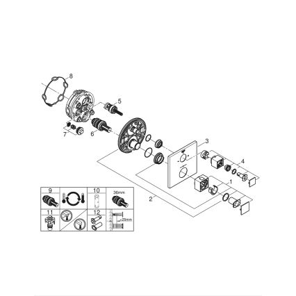 GROHE 24154000 - GROHTHERM CUBE termosztátos csaptelep, fényes króm