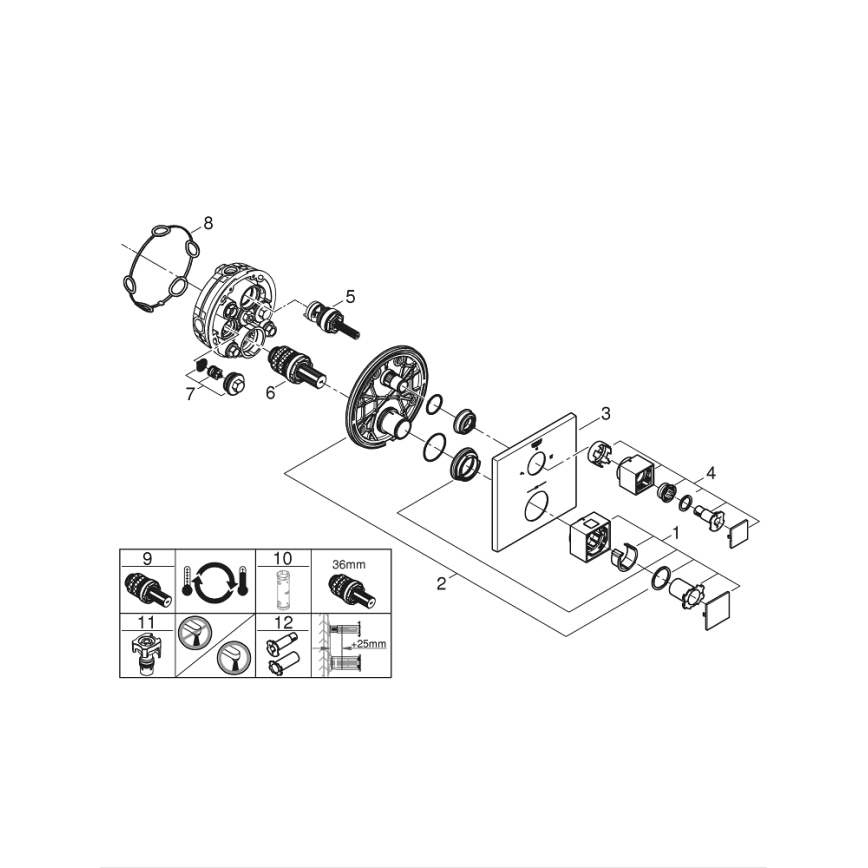 GROHE 24154000 - GROHTHERM CUBE termosztátos csaptelep, fényes króm
