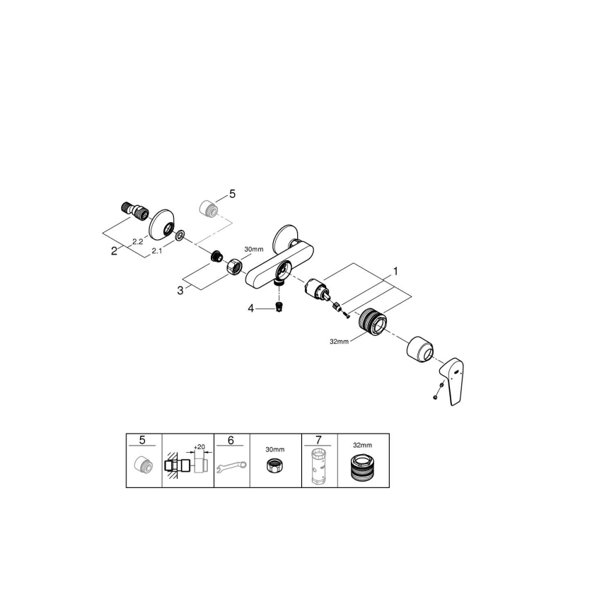 GROHE 24197001 - START EDGE zuhanycsaptelep DN 15, fényes króm