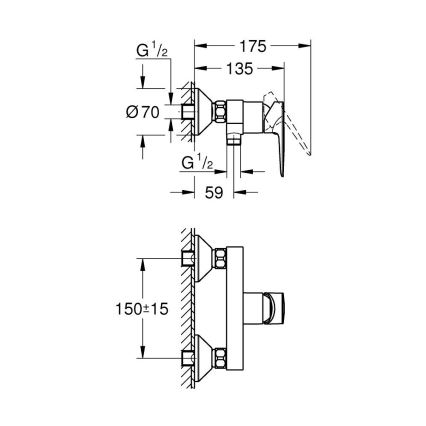 GROHE 24197001 - START EDGE zuhanycsaptelep DN 15, fényes króm