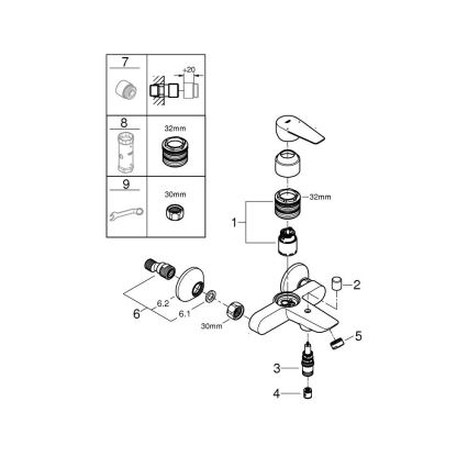 GROHE 24198001 - Kádcsaptelep DN 15, fényes króm
