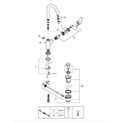GROHE 24201001 - Mosdócsaptelep DN 15 méret L fényes króm