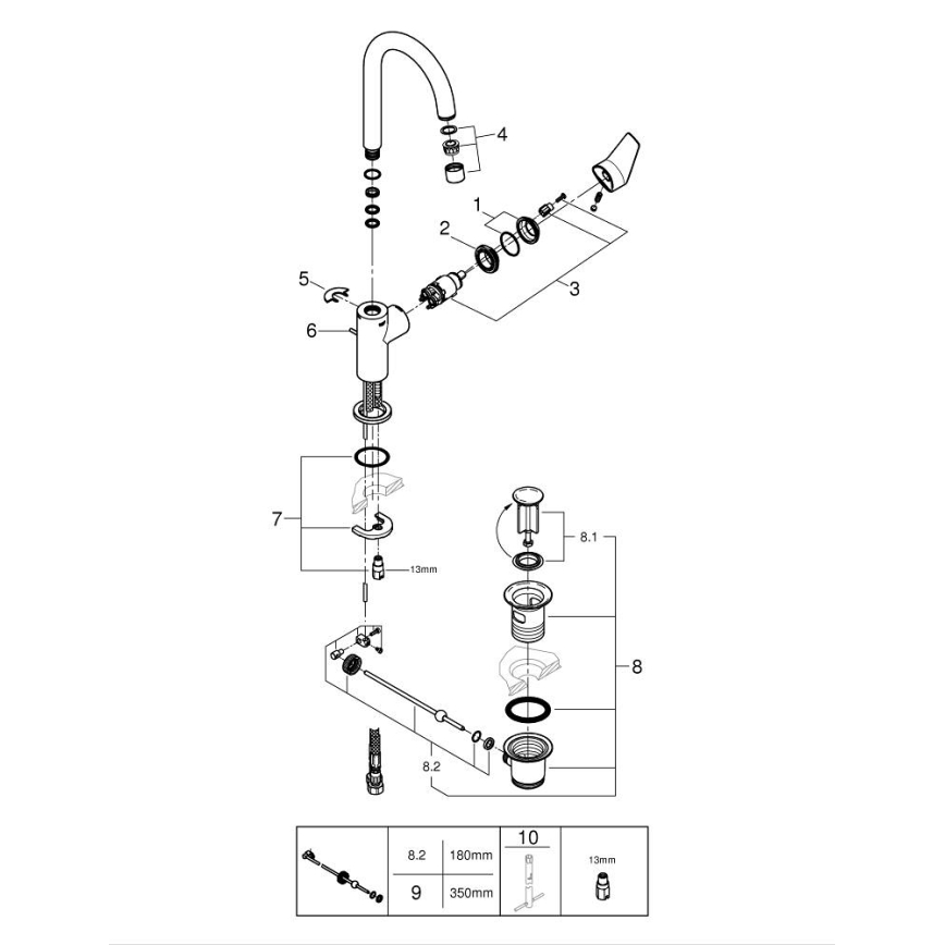 GROHE 24201001 - Mosdócsaptelep DN 15 méret L fényes króm