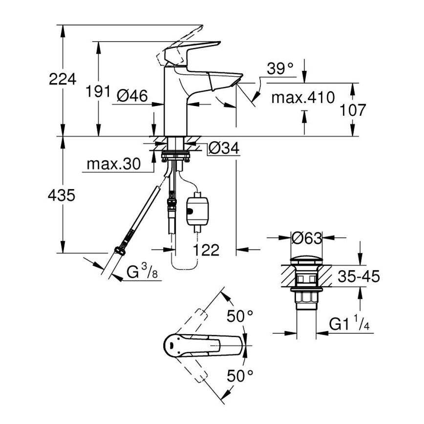 GROHE 24205003 - START mosdócsaptelep DN 15, M méret, fényes króm