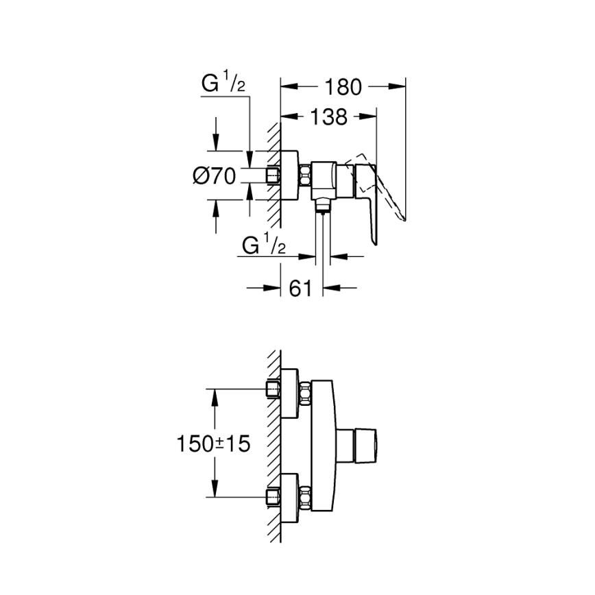 GROHE 24208002 - START falra szerelhető zuhanycsaptelep DN 15, fényes króm