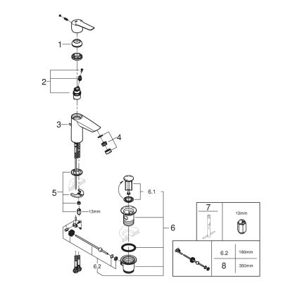 GROHE 242092432 - QUICKFIX START mosdócsaptelep 165 mm fekete