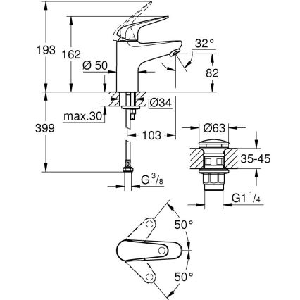 GROHE 24318001 - SWIFT mosdócsaptelep, 162 mm, fényes króm