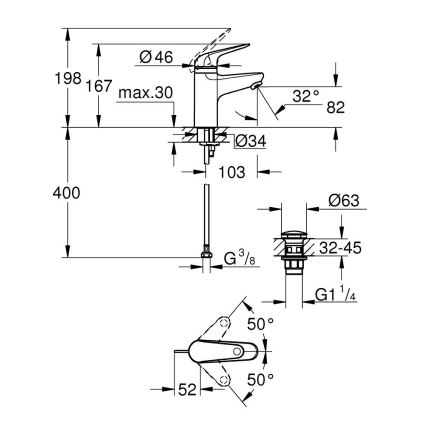GROHE 24319001 - SWIFT 162 mm mosdócsaptelep, fényes króm