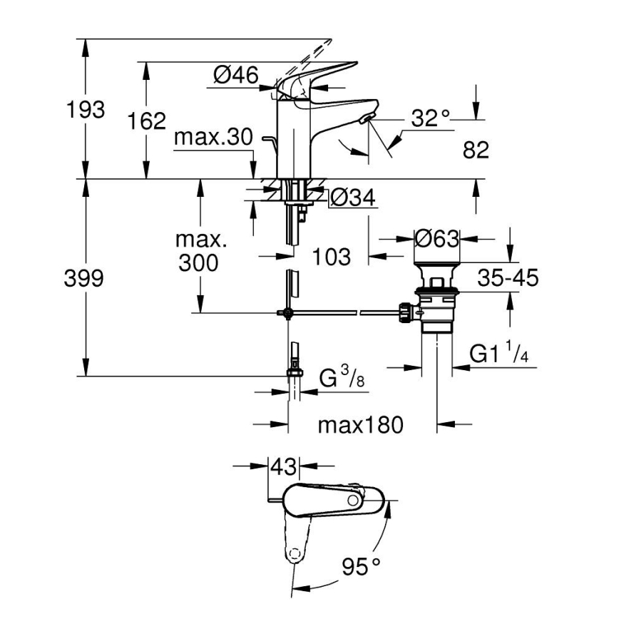 GROHE 24322001 - SWIFT mosdócsaptelep DN 15 fényes króm