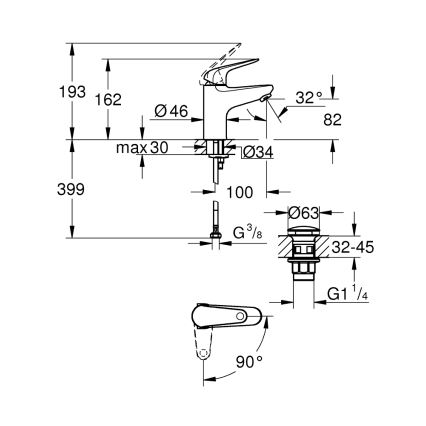 GROHE 24323001 - SWIFT mosdócsaptelep DN 15, fényes króm