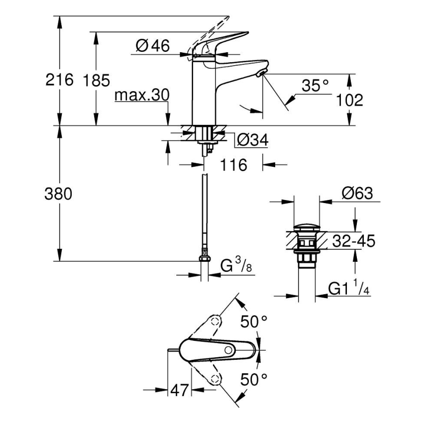 GROHE 24327001 - SWIFT mosdócsaptelep, M-es méret, fényes króm