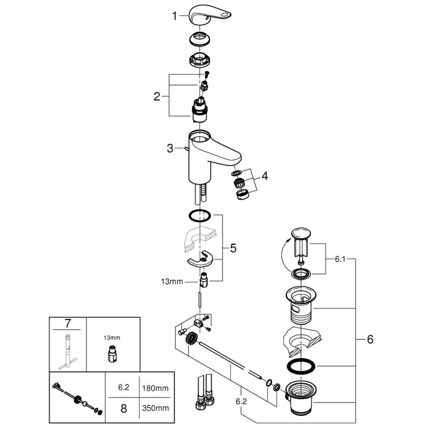 GROHE 24328001 - SWIFT mosdócsaptelep, 179 mm, fényes króm