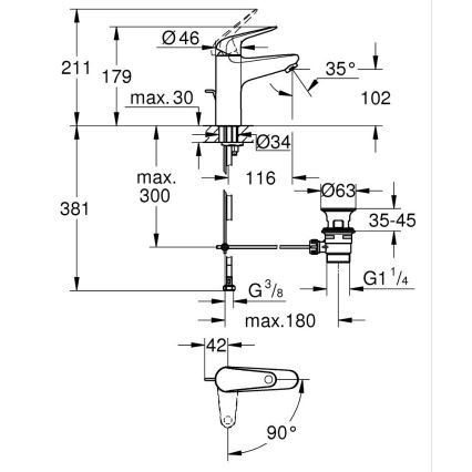 GROHE 24328001 - SWIFT mosdócsaptelep, 179 mm, fényes króm
