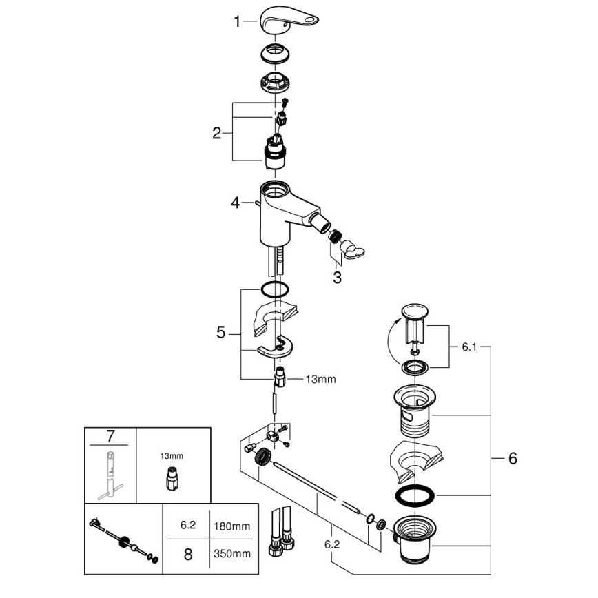 GROHE 24332001 - SWIFT bidé csaptelep 146 mm, fényes króm