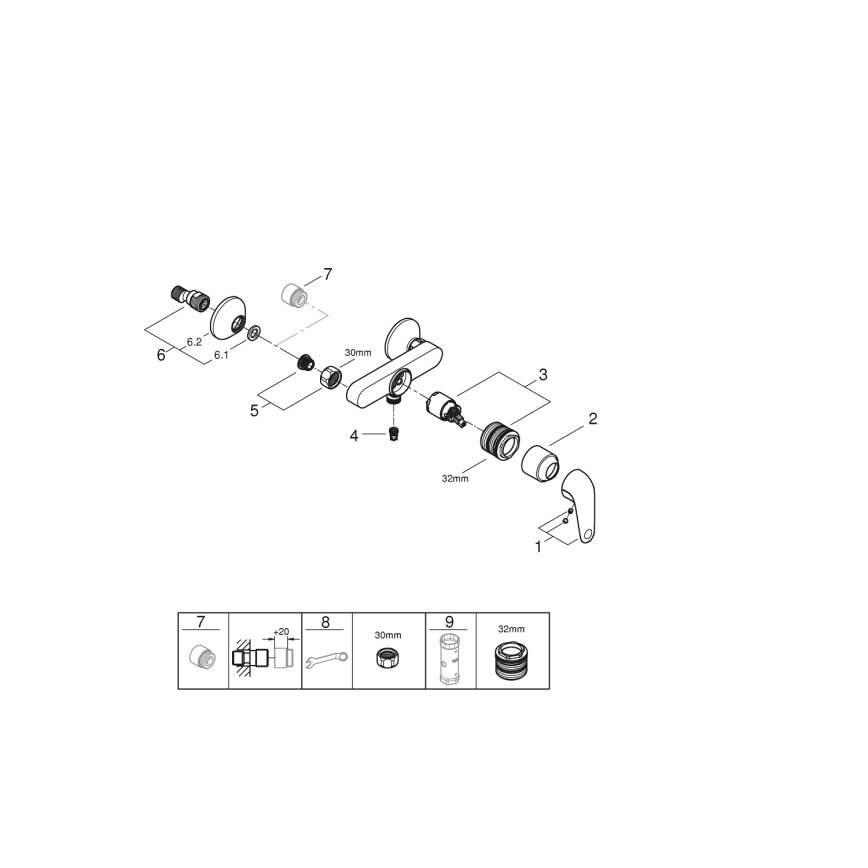 GROHE 24333001 - SWIFT DN 15 zuhanycsaptelep, fényes króm