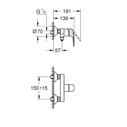 GROHE 24333001 - SWIFT DN 15 zuhanycsaptelep, fényes króm