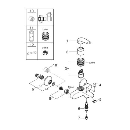 GROHE 24335001 - Kádcsaptelep DN 15 fényes króm
