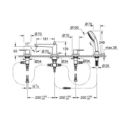 GROHE 2511900A - BAULOOP kádcsaptelep DN 20, fényes króm