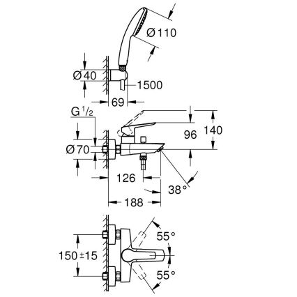 GROHE 25283002 - Kádcsaptelep tartozékokkal DN 15 fényes króm