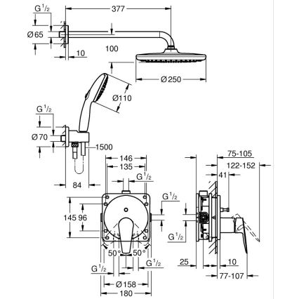 GROHE 25293000 - Zuhanyszett START EDGE 250 mm fényes króm