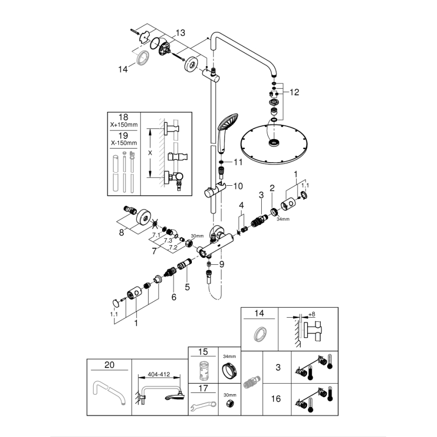 GROHE 26075DA0 - EUPHORIA 310 zuhanyrendszer bronzszínű