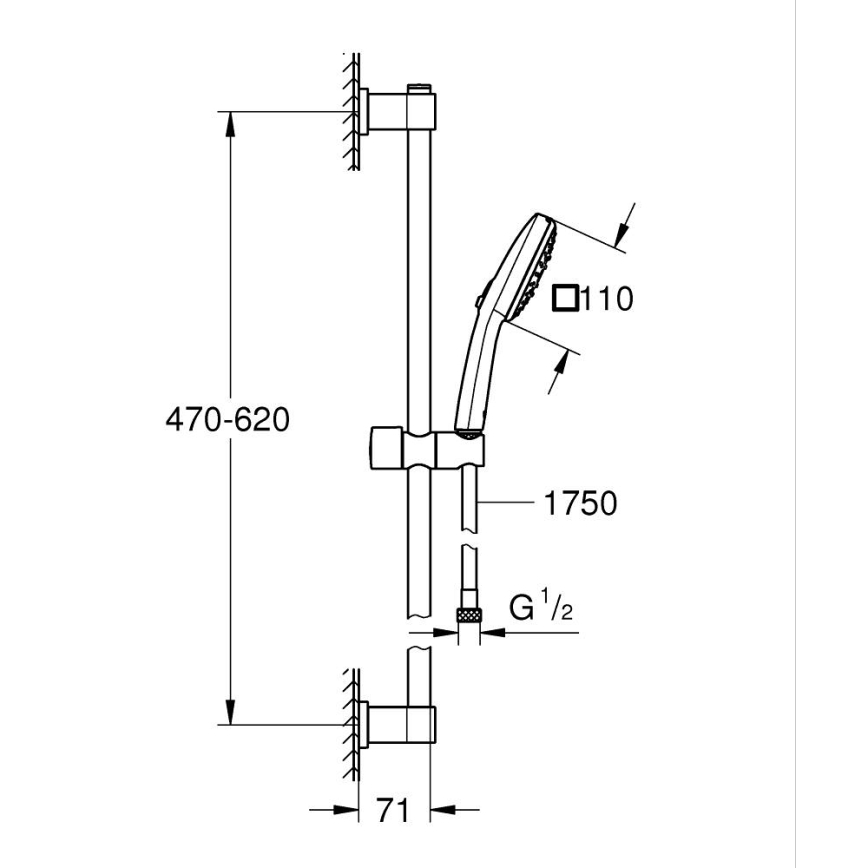 GROHE 26096001 - VITALIO COMFORT 110 zuhanyszett 600 mm, fényes króm