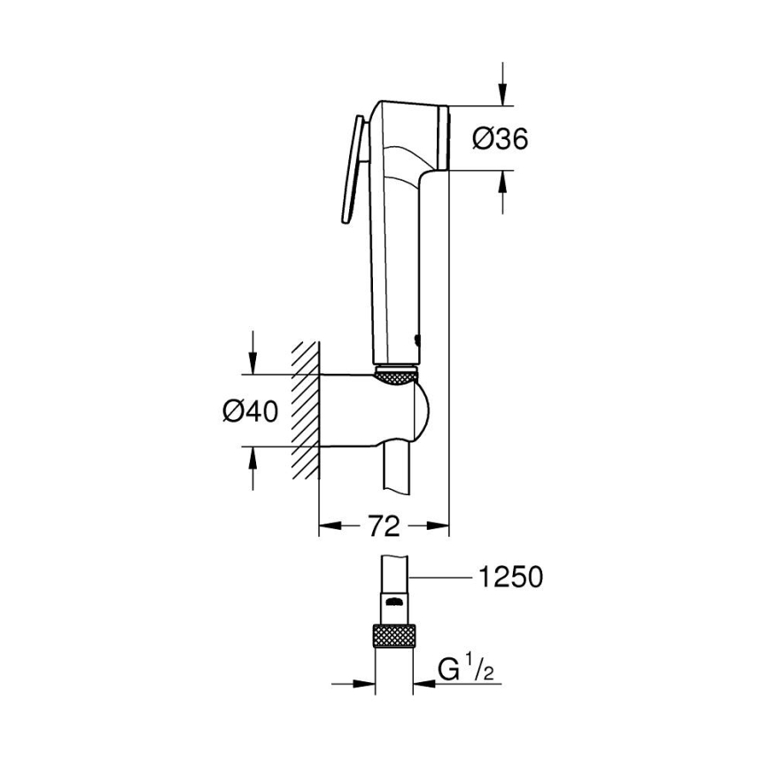 GROHE 26356IL0 - Kézi bidézuhany TEMPESTA-F 30 1250 mm fehér