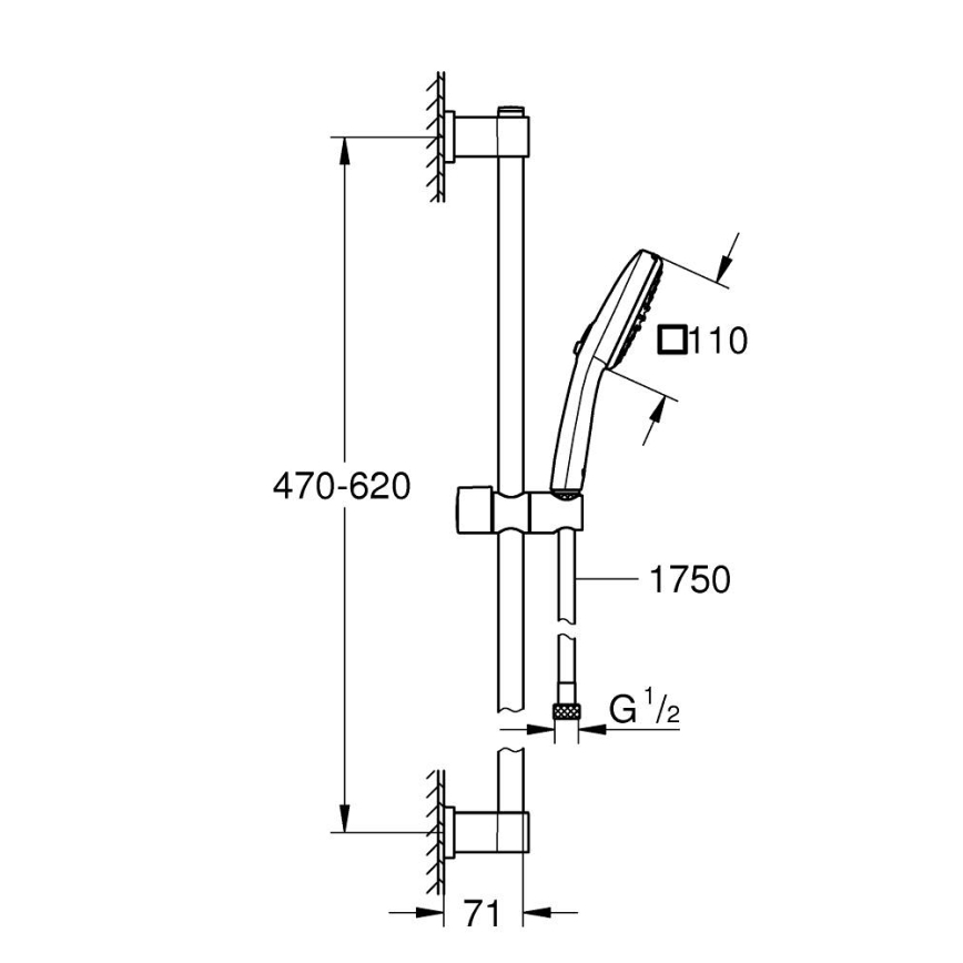 GROHE 2639810E - Zuhanyszett VITALIO COMFORT 110 600 mm fényes króm