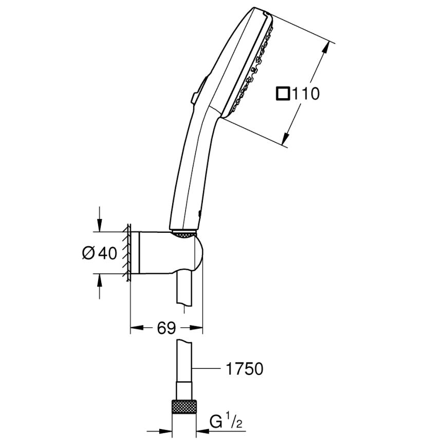 GROHE 263992431 - VITALIO COMFORT 110 zuhanyszett 110 mm fekete