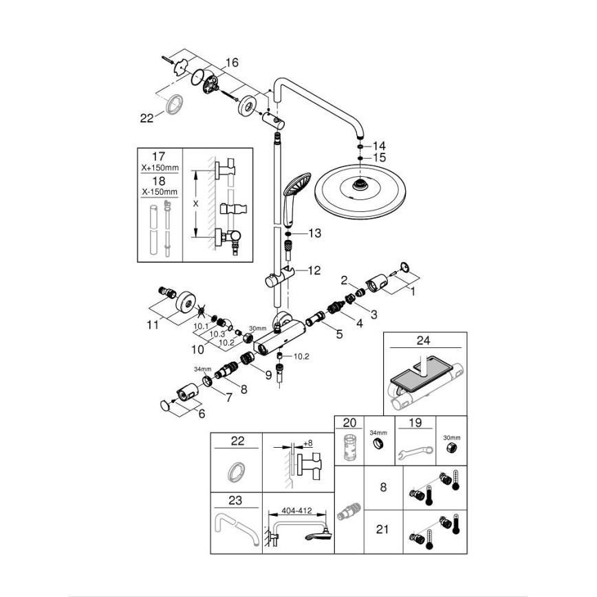 GROHE 26400001 - VITALIO JOY SYSTEM 310 zuhanyrendszer, 450 mm, fényes króm