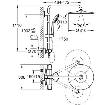 GROHE 26400001 - Zuhanyrendszer VITALIO JOY SYSTEM 310 450 mm fényes króm