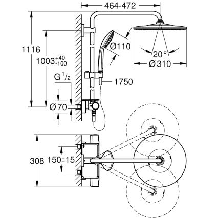 GROHE 26401001 - Zuhanyrendszer VITALIO JOY SYSTEM 310 fényes króm
