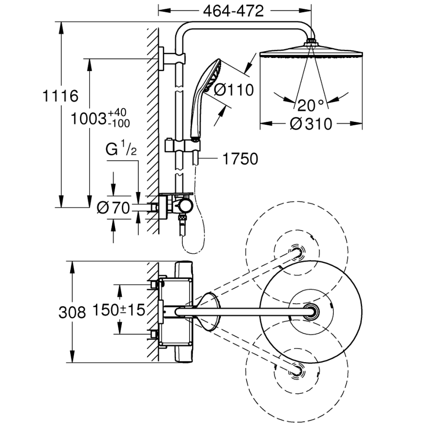 GROHE 26401001 - Zuhanyrendszer VITALIO JOY SYSTEM 310 fényes króm