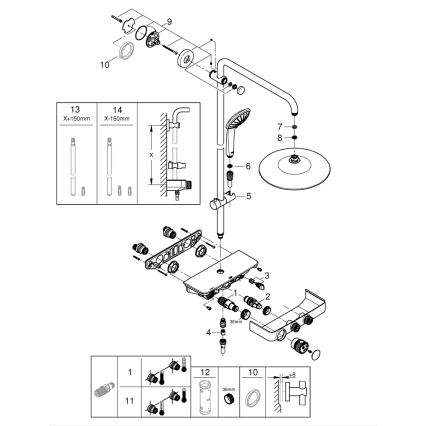 GROHE 26509000 - EUPHORIA SMARTCONTROL 260 mm zuhanyrendszer, fényes króm