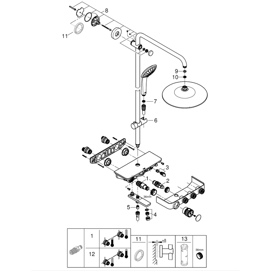 GROHE 26510000 - EUPHORIA SMARTCONTROL zuhanyrendszer, 450 mm, fényes króm