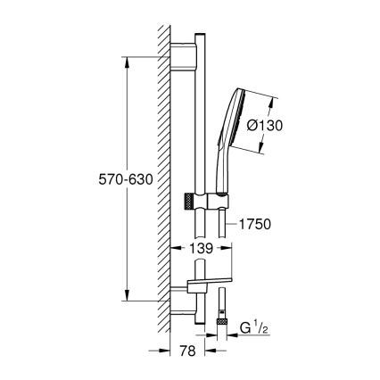 GROHE 26575000 - Zuhanyszett RAINSHOWER SMARTACTIVE 130 600 mm fényes króm