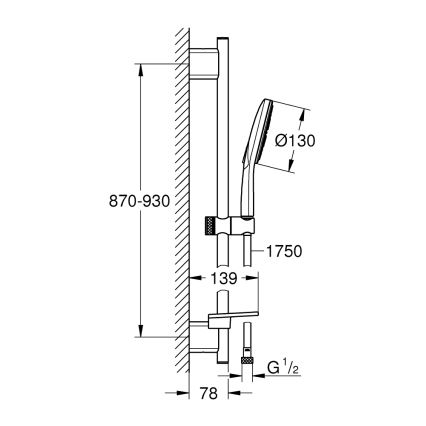 GROHE 26579LS0 - RAINSHOWER SMARTACTIVE 130 zuhanyszett, 900 mm, fényes króm