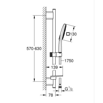 GROHE 26596000 - VITALIO SMARTACTIVE 130 CUBE 600 mm zuhanyszett, fényes króm