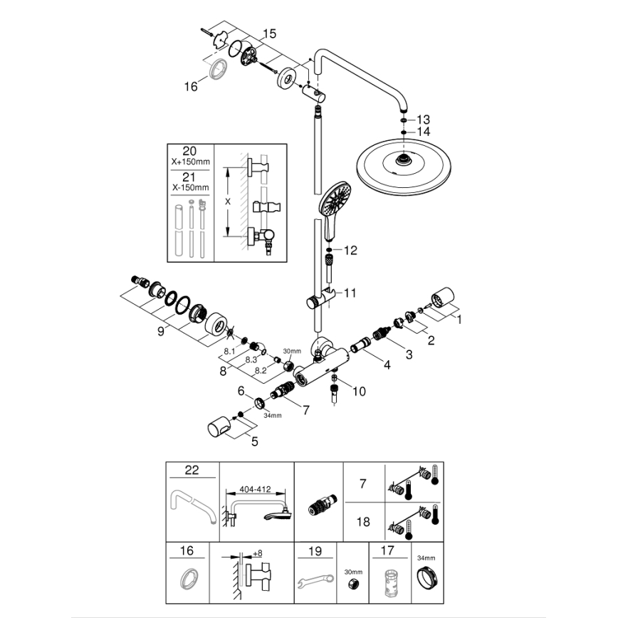 GROHE 26648000 - RAINSHOWER SMARTACTIVE 310 450 mm zuhanyrendszer fényes króm