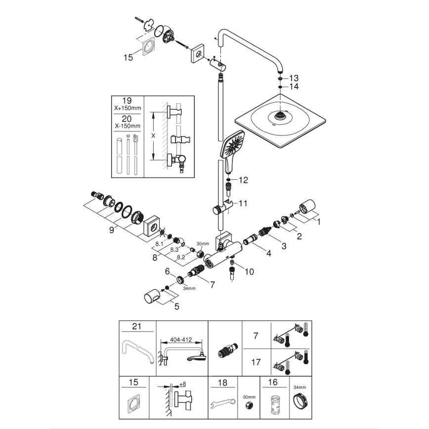 GROHE 26649000 - RAINSHOWER SMARTACTIVE zuhanyrendszer 310 × 310 mm króm